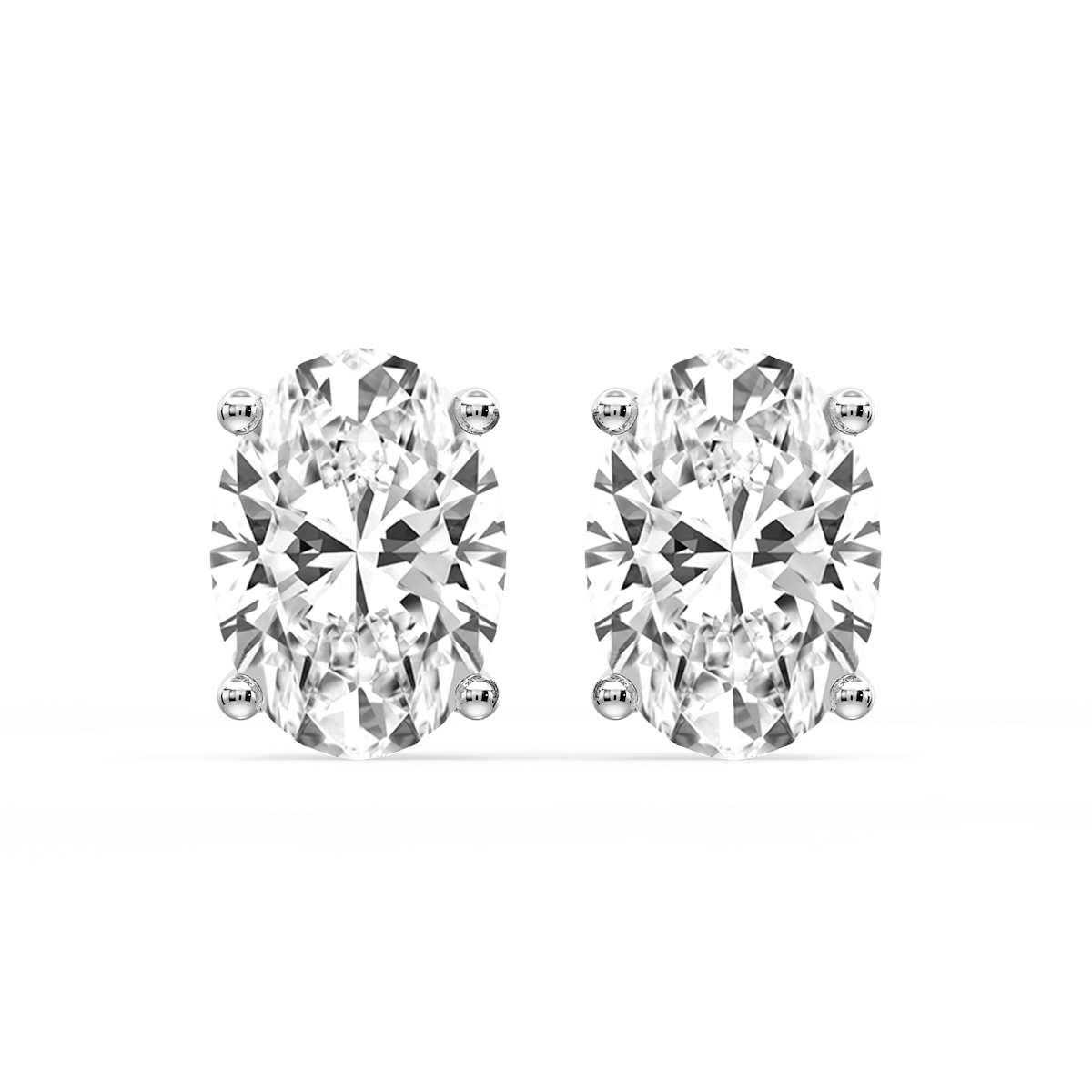 Oval Certified Lab Grown Diamond Classic Four Prong Guardian Back Stud Earrings