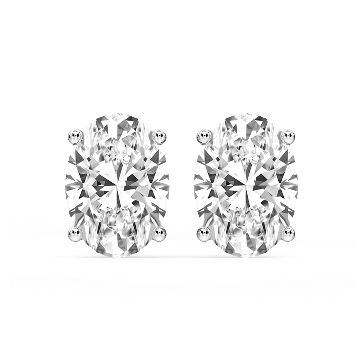Oval Certified Lab Grown Diamond Classic Four Prong Guardian Back Stud Earrings