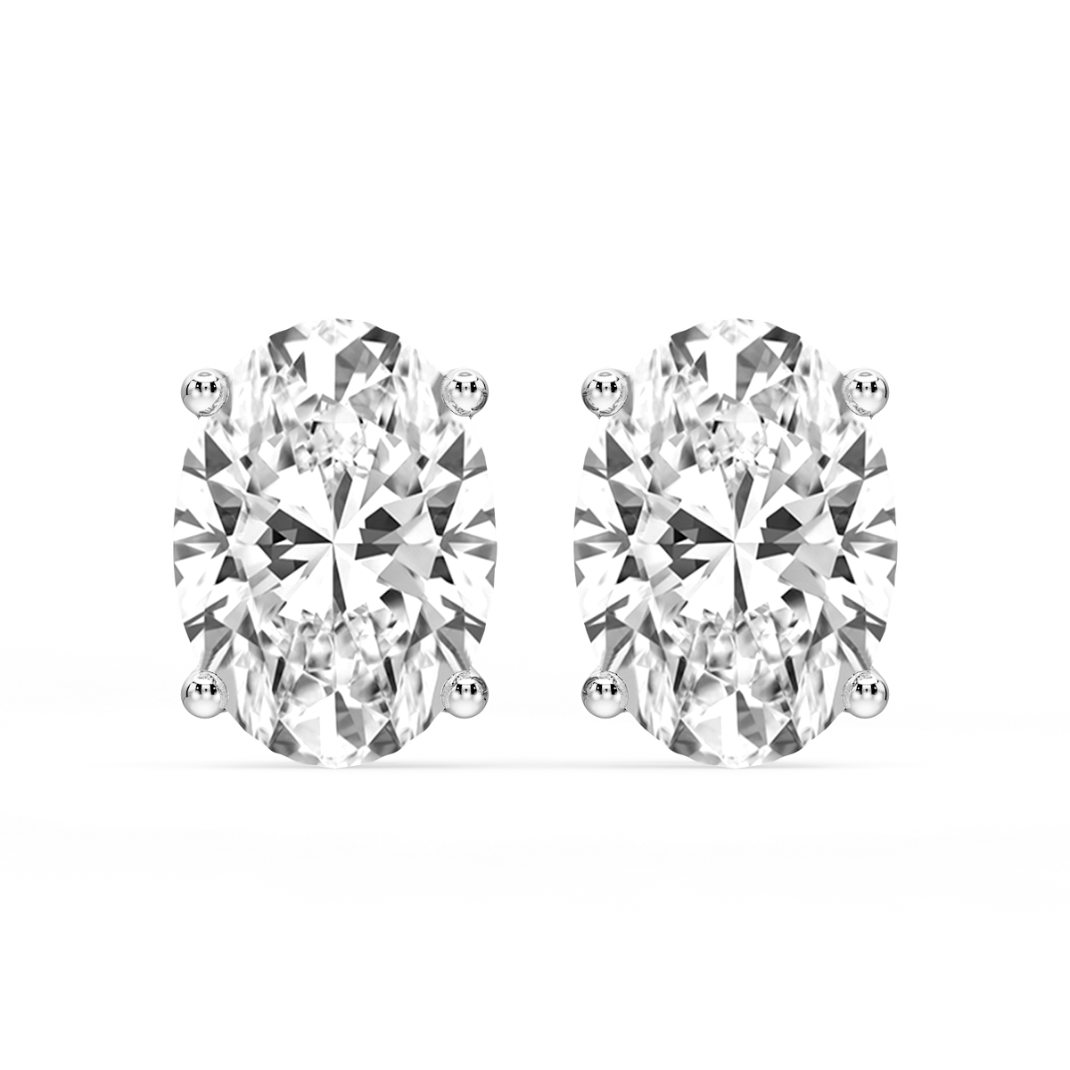 Oval Certified Lab Grown Diamond Classic Four Prong Guardian Back Stud Earrings
