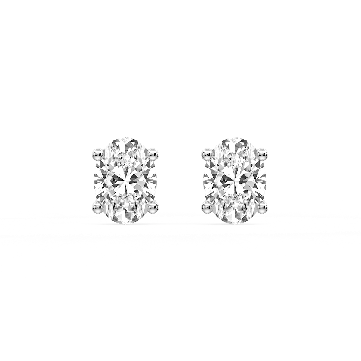 Oval Certified Lab Grown Diamond Classic Four Prong Guardian Back Stud Earrings