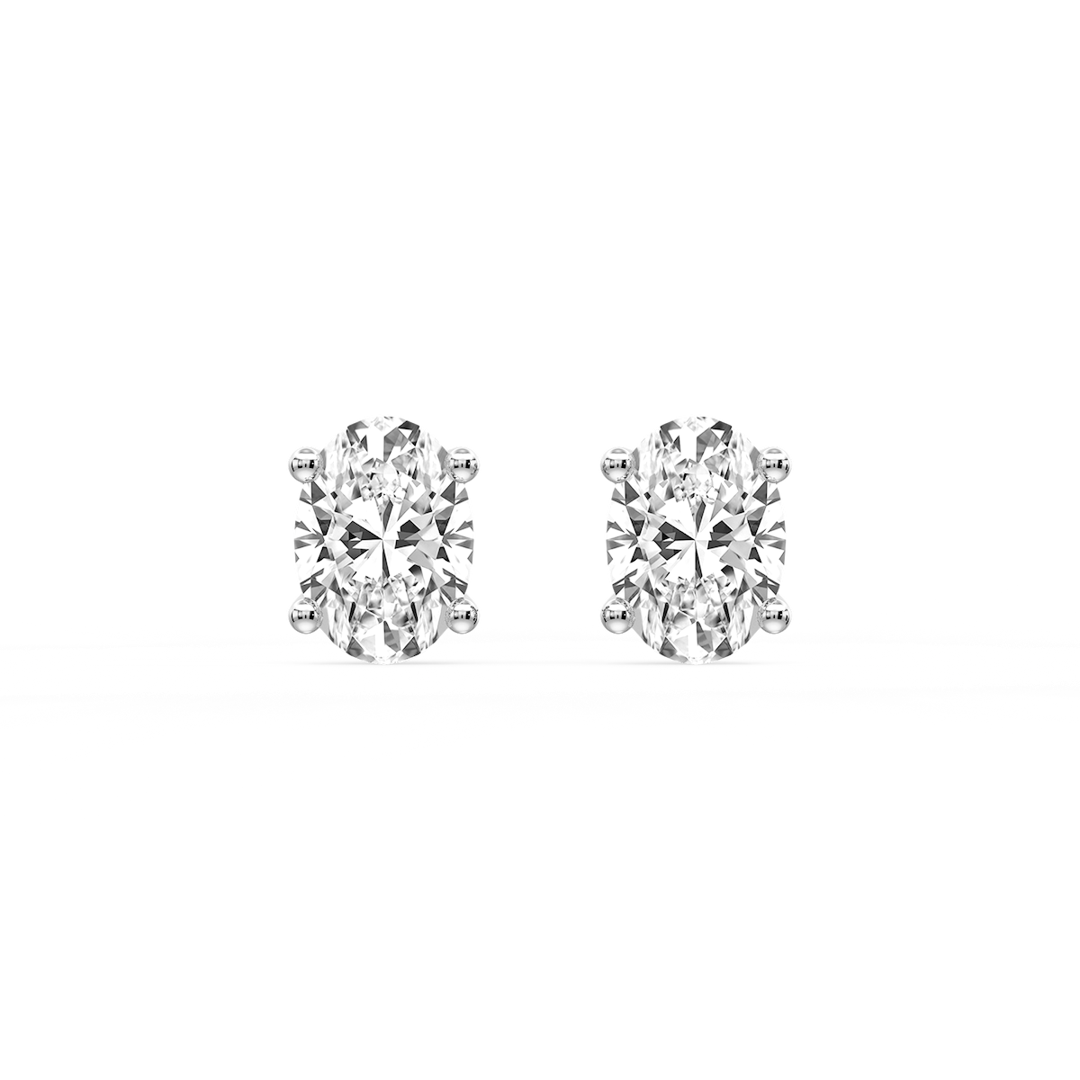 Oval Certified Lab Grown Diamond Classic Four Prong Guardian Back Stud Earrings
