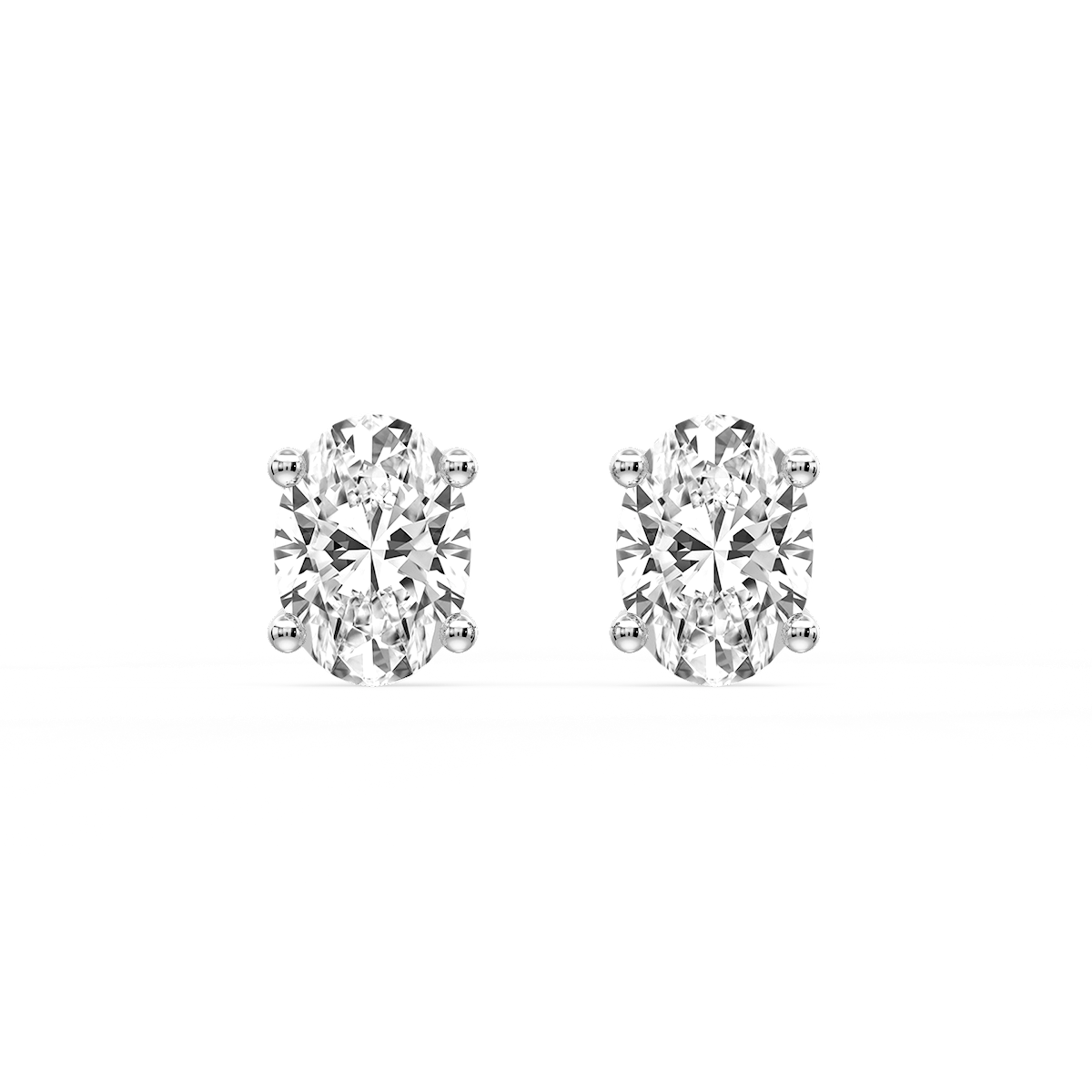 Oval Certified Lab Grown Diamond Classic Four Prong Guardian Back Stud Earrings