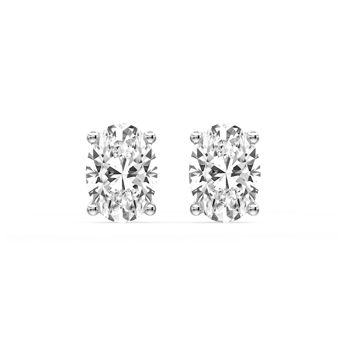 Oval Certified Lab Grown Diamond Classic Four Prong Guardian Back Stud Earrings