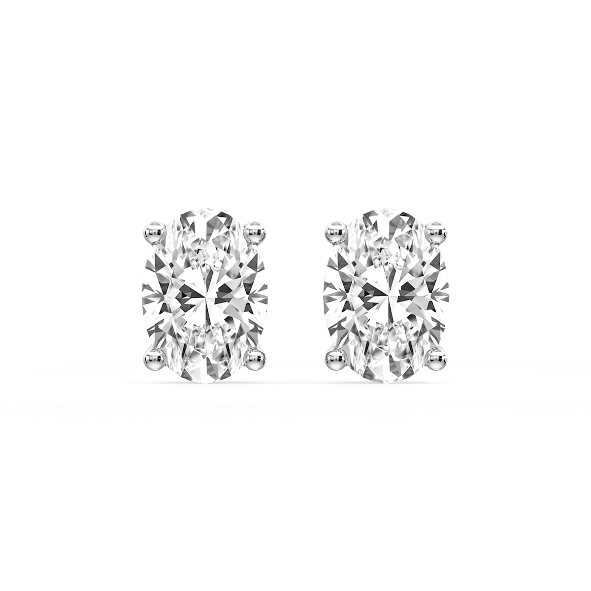 Oval Certified Lab Grown Diamond Classic Four Prong Guardian Back Stud Earrings