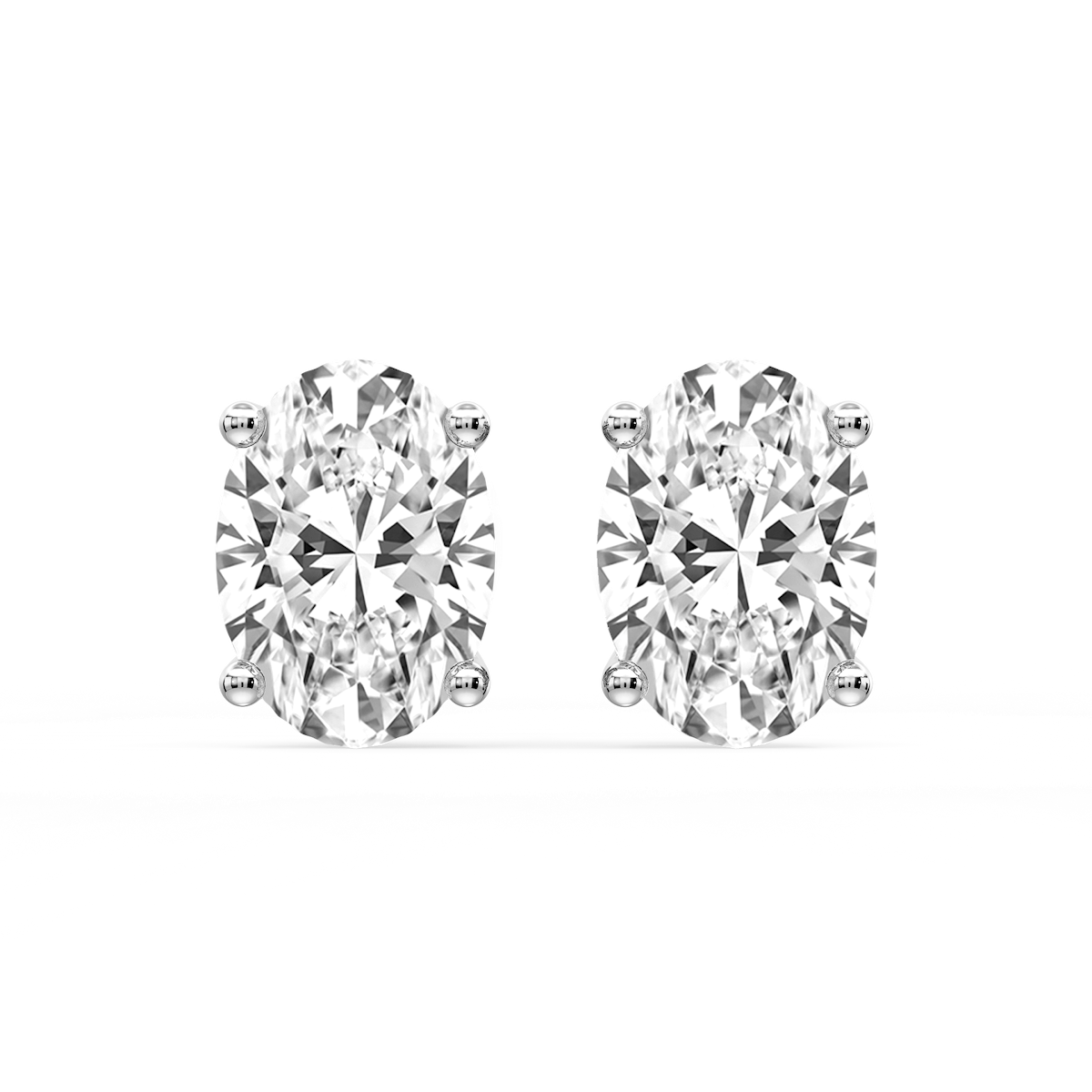 Oval Certified Lab Grown Diamond Classic Four Prong Guardian Back Stud Earrings