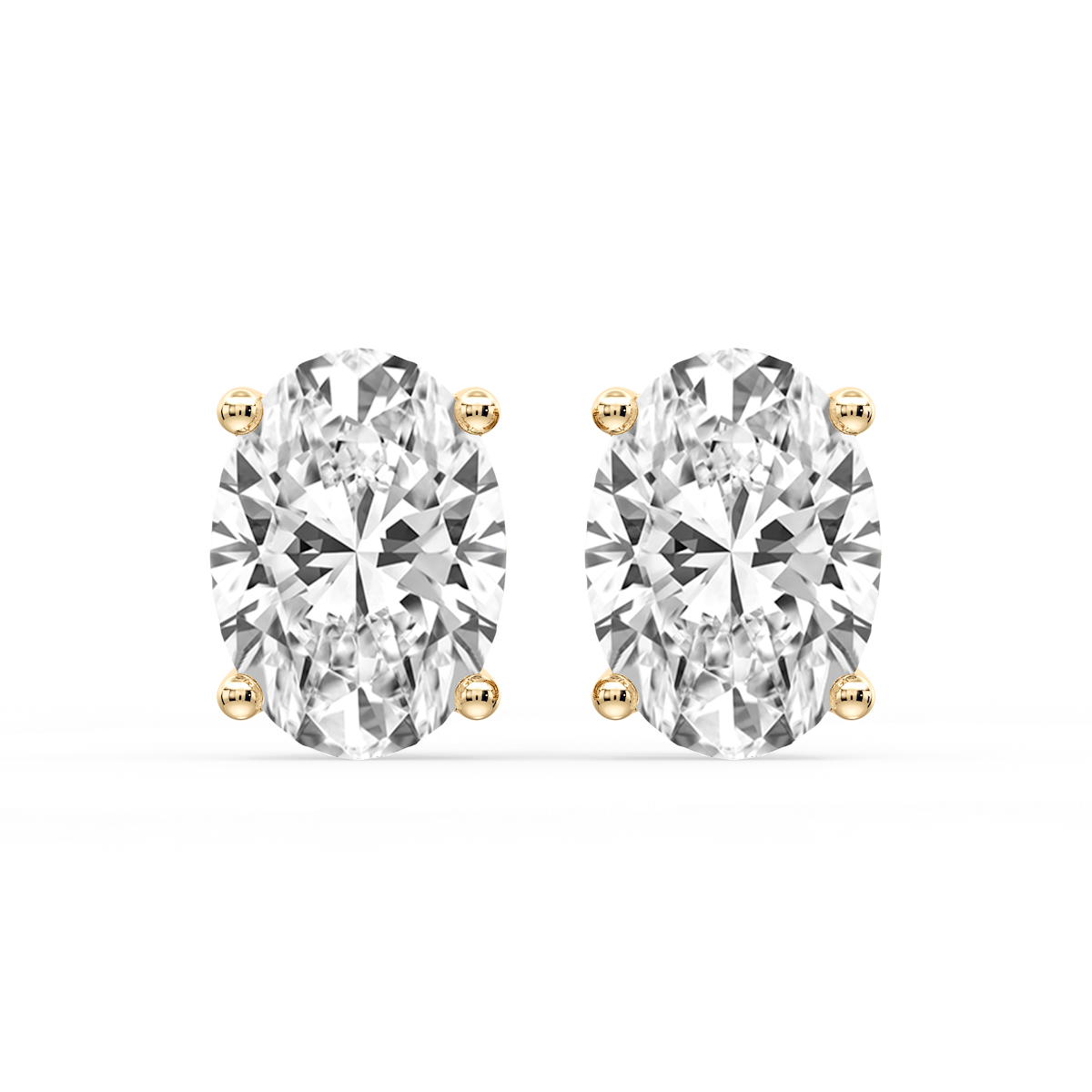 Oval Certified Lab Grown Diamond Classic Four Prong Guardian Back Stud Earrings