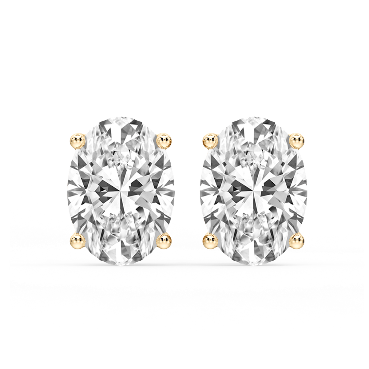 Oval Certified Lab Grown Diamond Classic Four Prong Guardian Back Stud Earrings