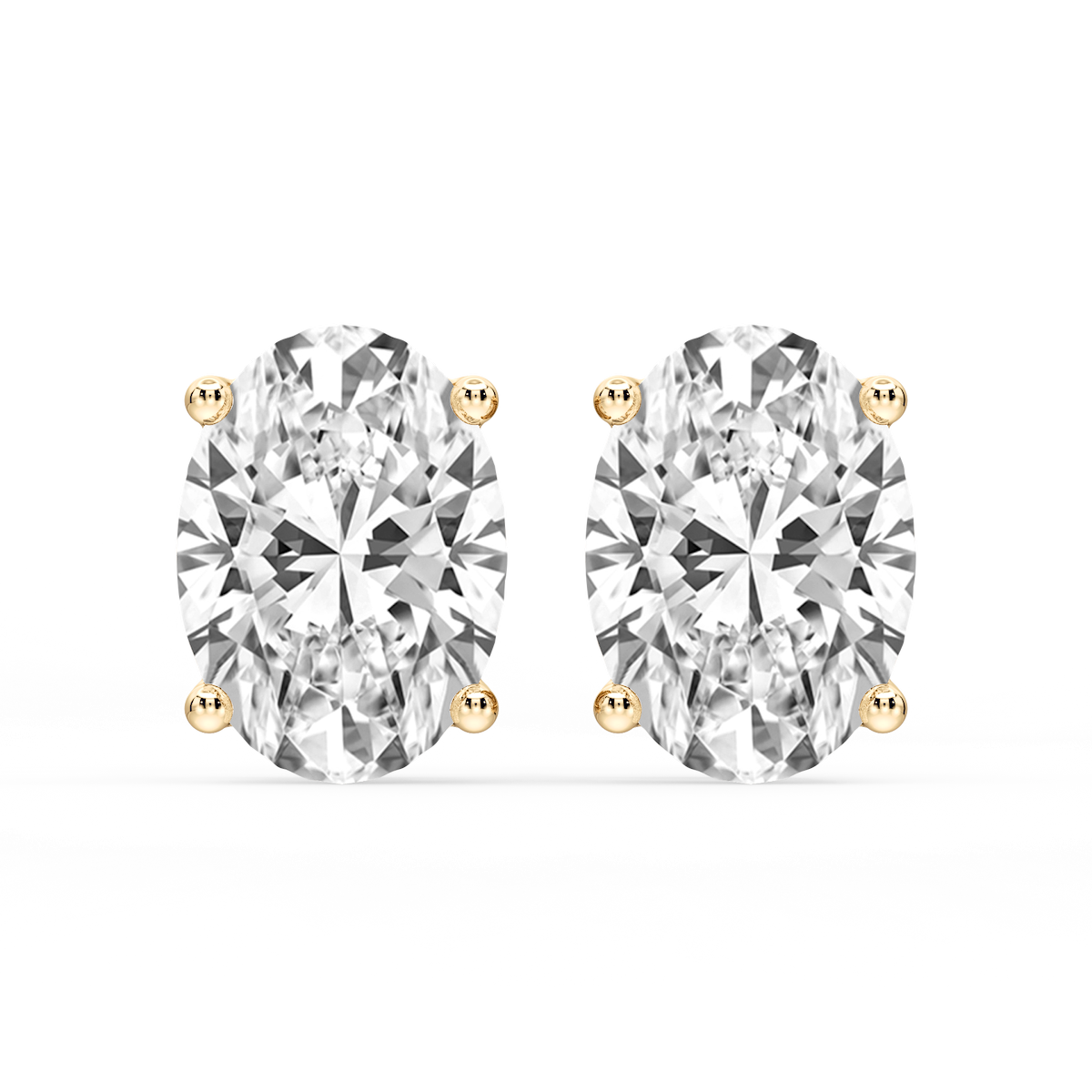 Oval Certified Lab Grown Diamond Classic Four Prong Guardian Back Stud Earrings