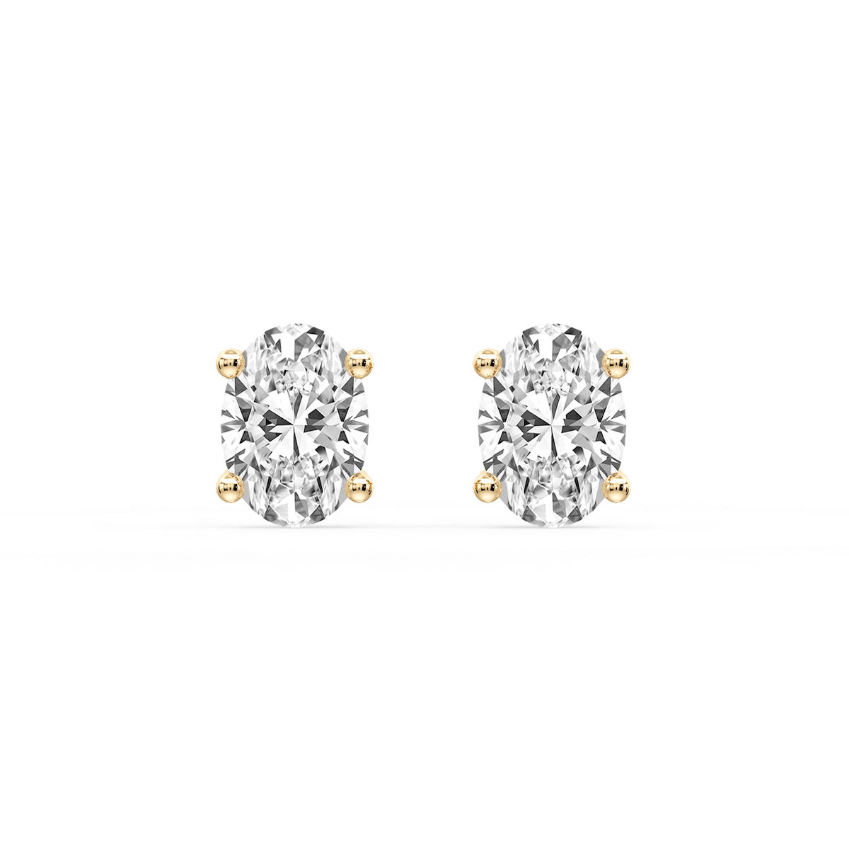 Oval Certified Lab Grown Diamond Classic Four Prong Guardian Back Stud Earrings