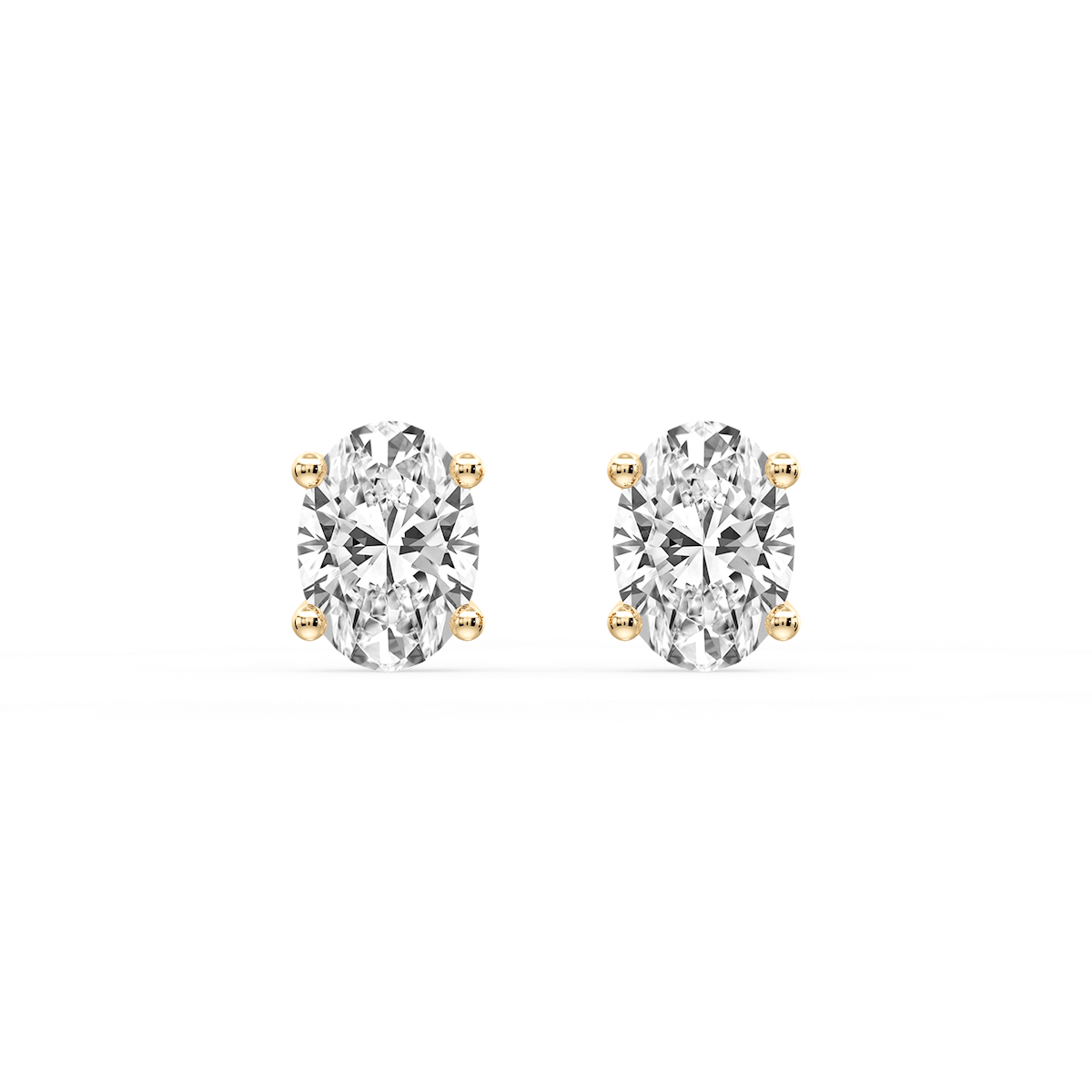 Oval Certified Lab Grown Diamond Classic Four Prong Guardian Back Stud Earrings