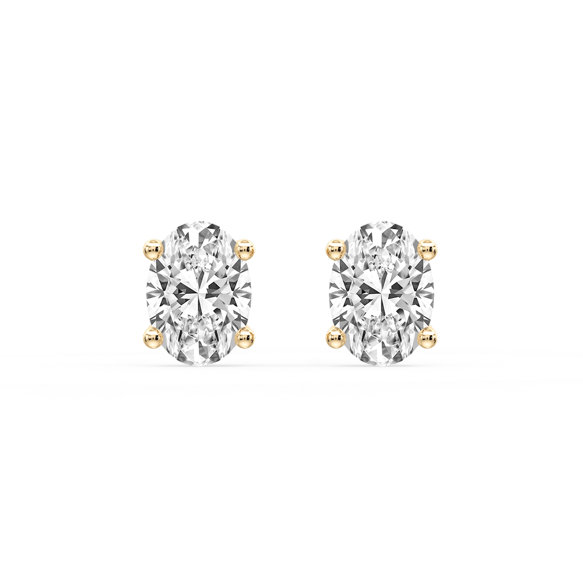 Oval Certified Lab Grown Diamond Classic Four Prong Guardian Back Stud Earrings