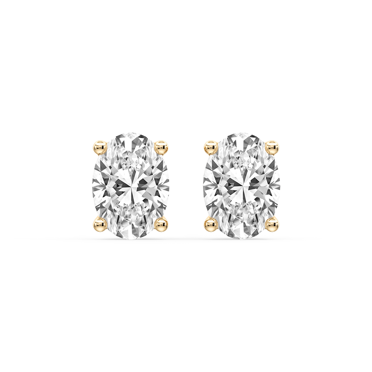 Oval Certified Lab Grown Diamond Classic Four Prong Guardian Back Stud Earrings