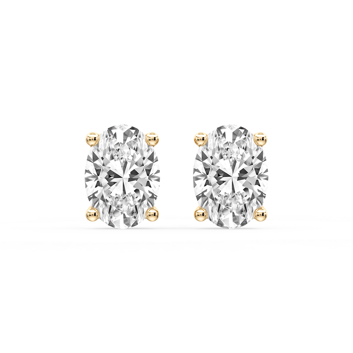Oval Certified Lab Grown Diamond Classic Four Prong Guardian Back Stud Earrings