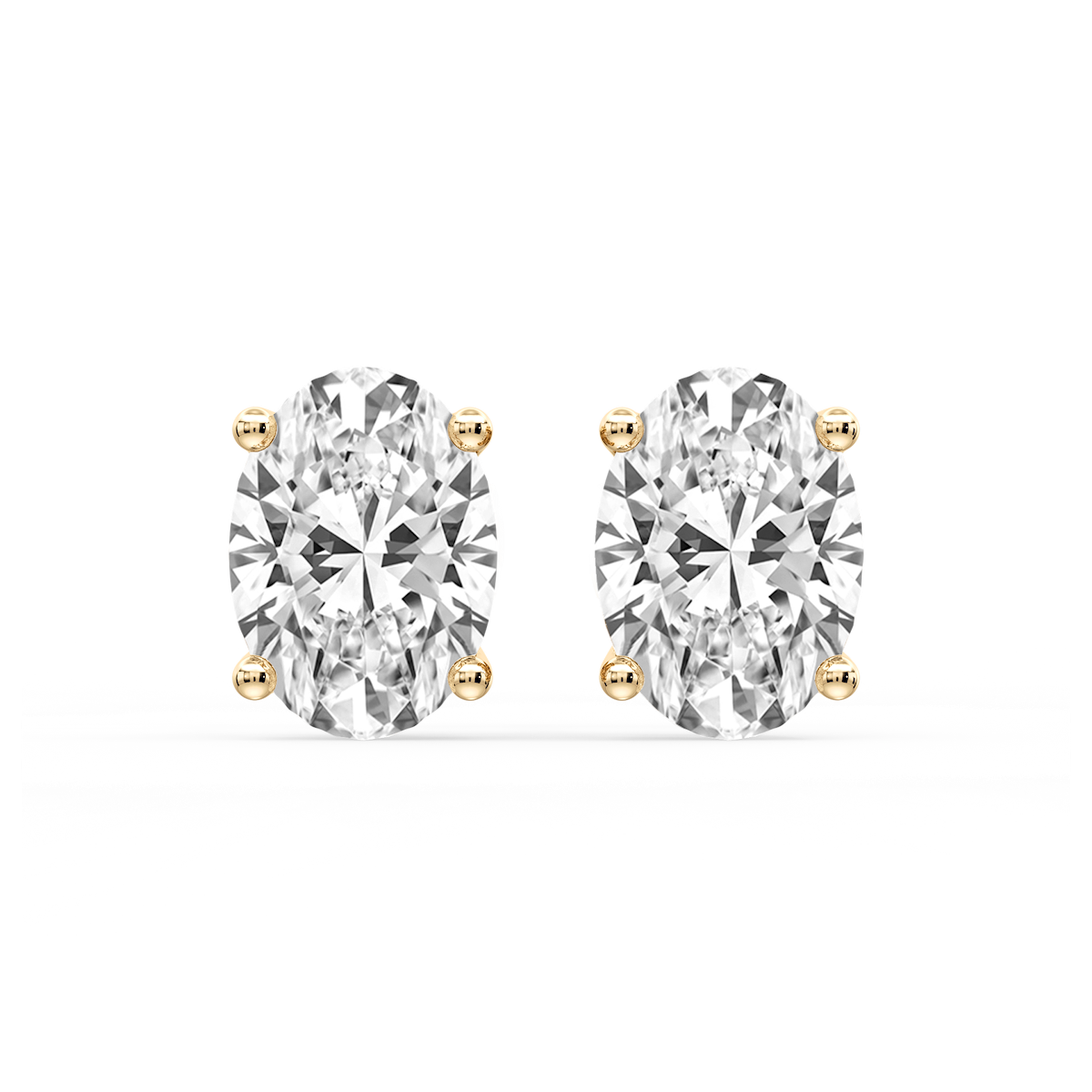 Oval Certified Lab Grown Diamond Classic Four Prong Guardian Back Stud Earrings