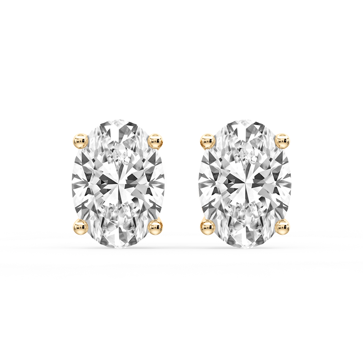 Oval Certified Lab Grown Diamond Classic Four Prong Guardian Back Stud Earrings