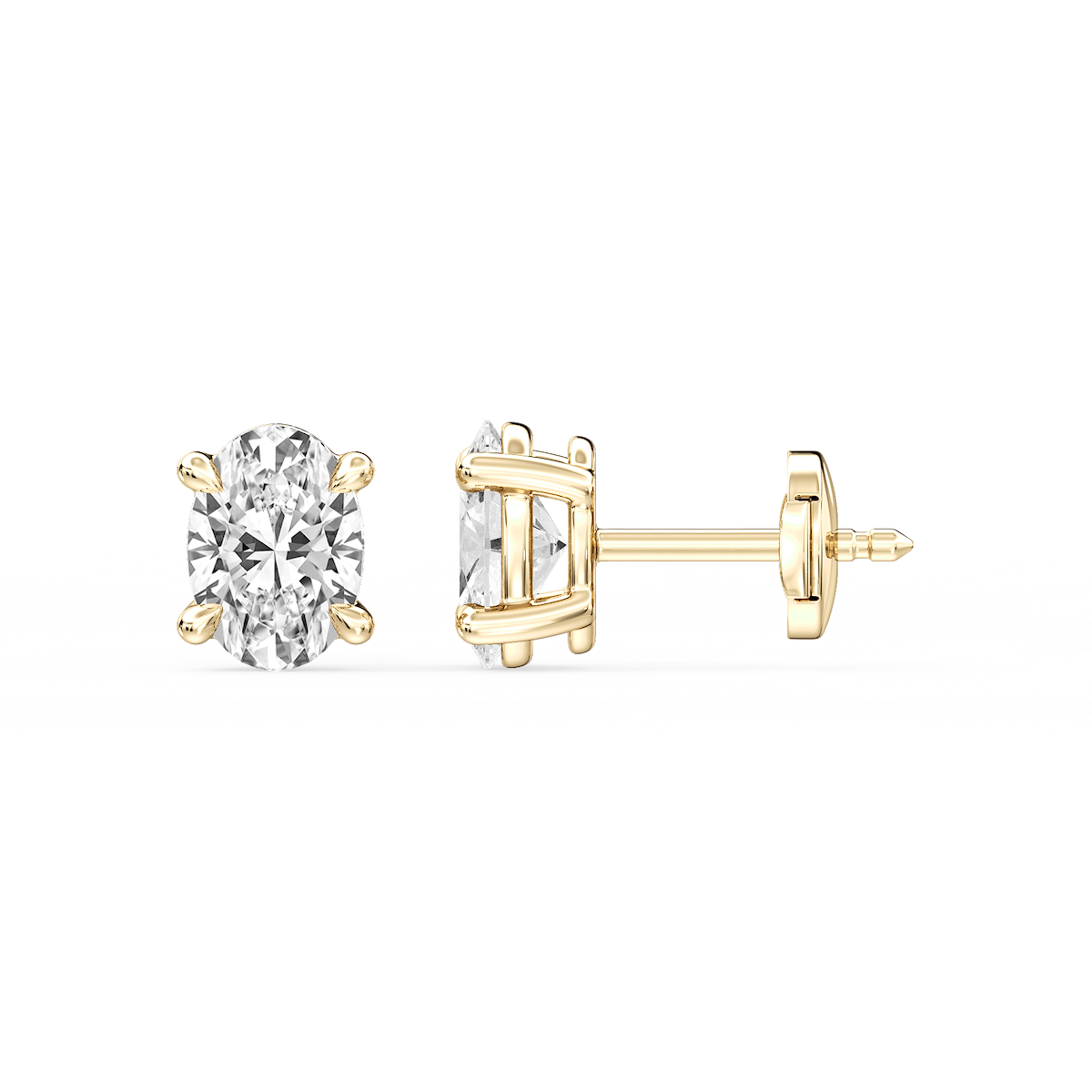 Oval Certified Lab Grown Diamond Claw Prong Guardian Back Stud Earrings