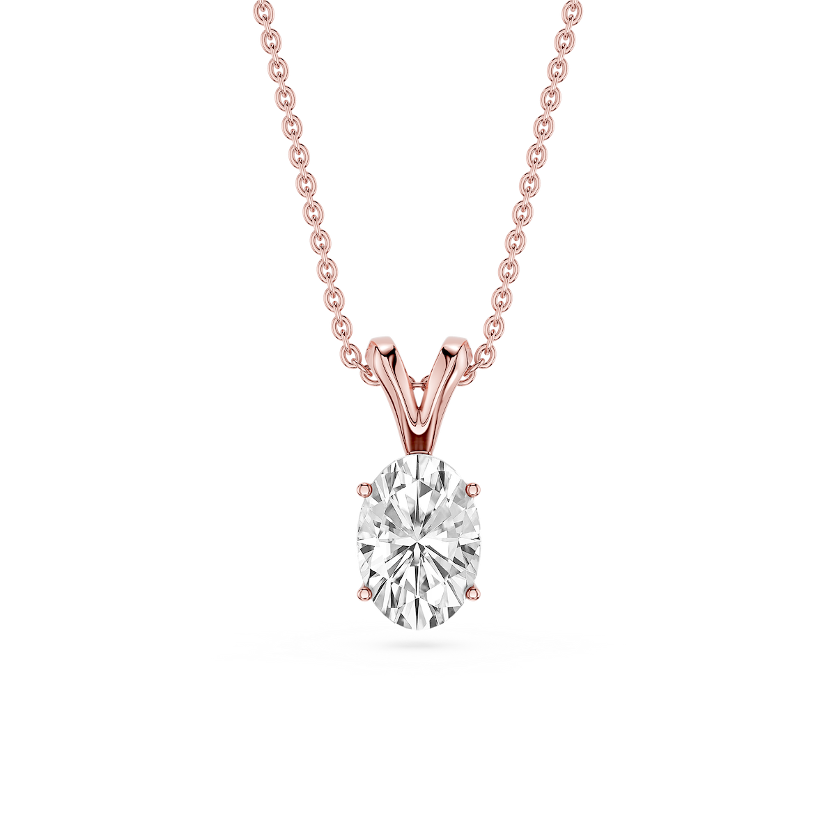 Oval Lab Grown Diamond Double Bail Pendant - 16 to 18 Inches