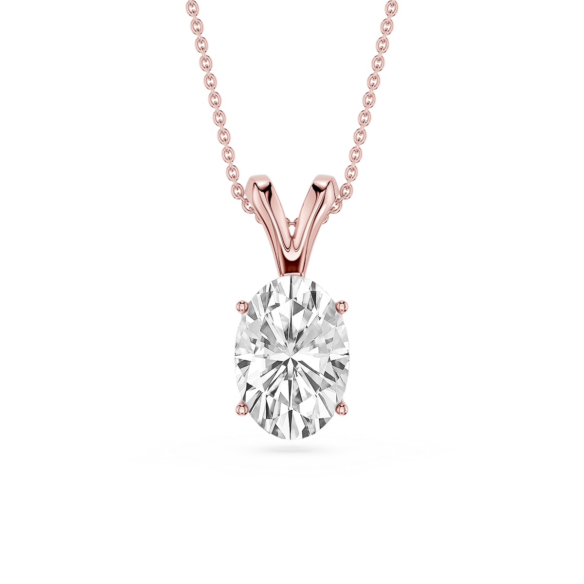 Oval Lab Grown Diamond Double Bail Pendant - 16 to 18 Inches
