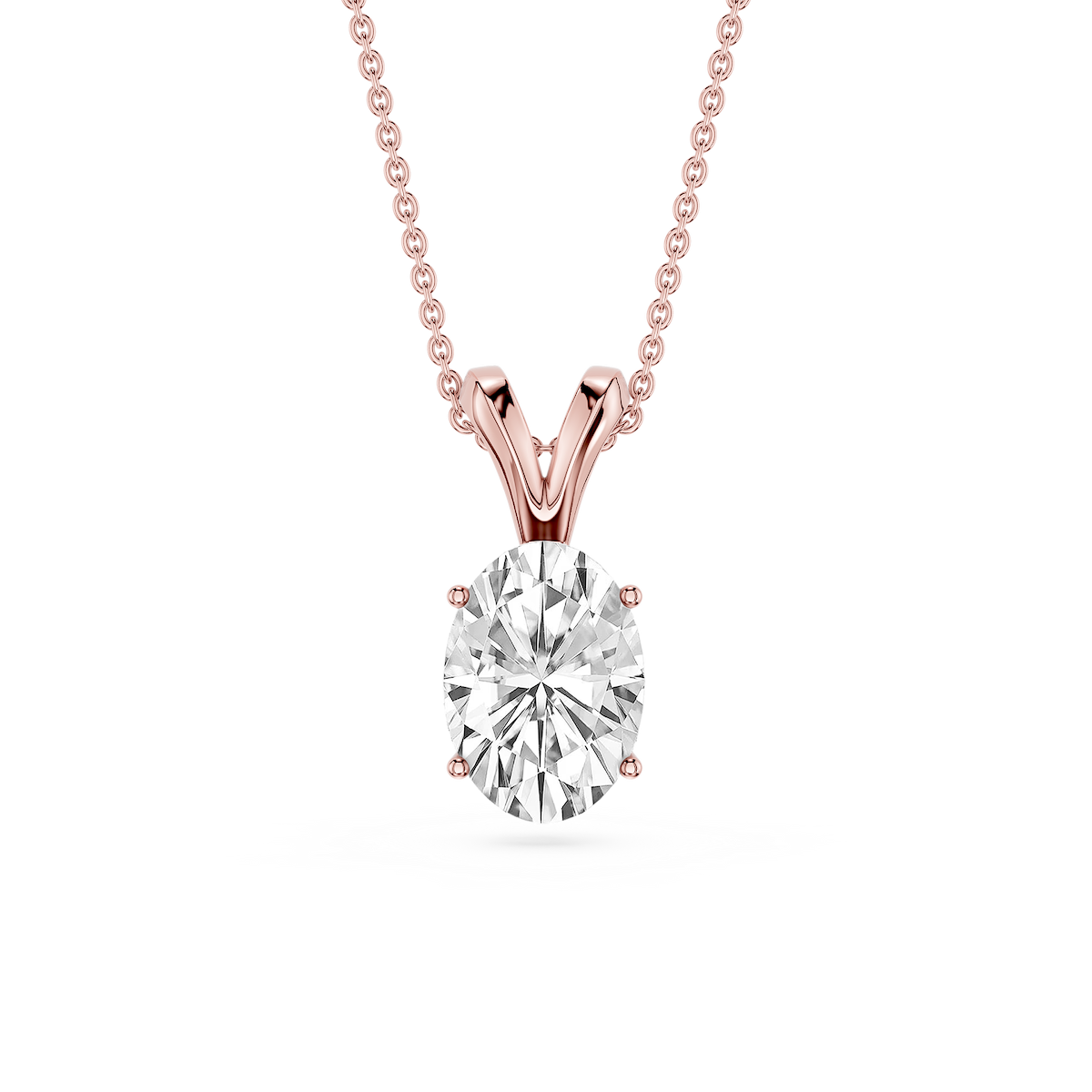 Oval Lab Grown Diamond Double Bail Pendant - 16 to 18 Inches