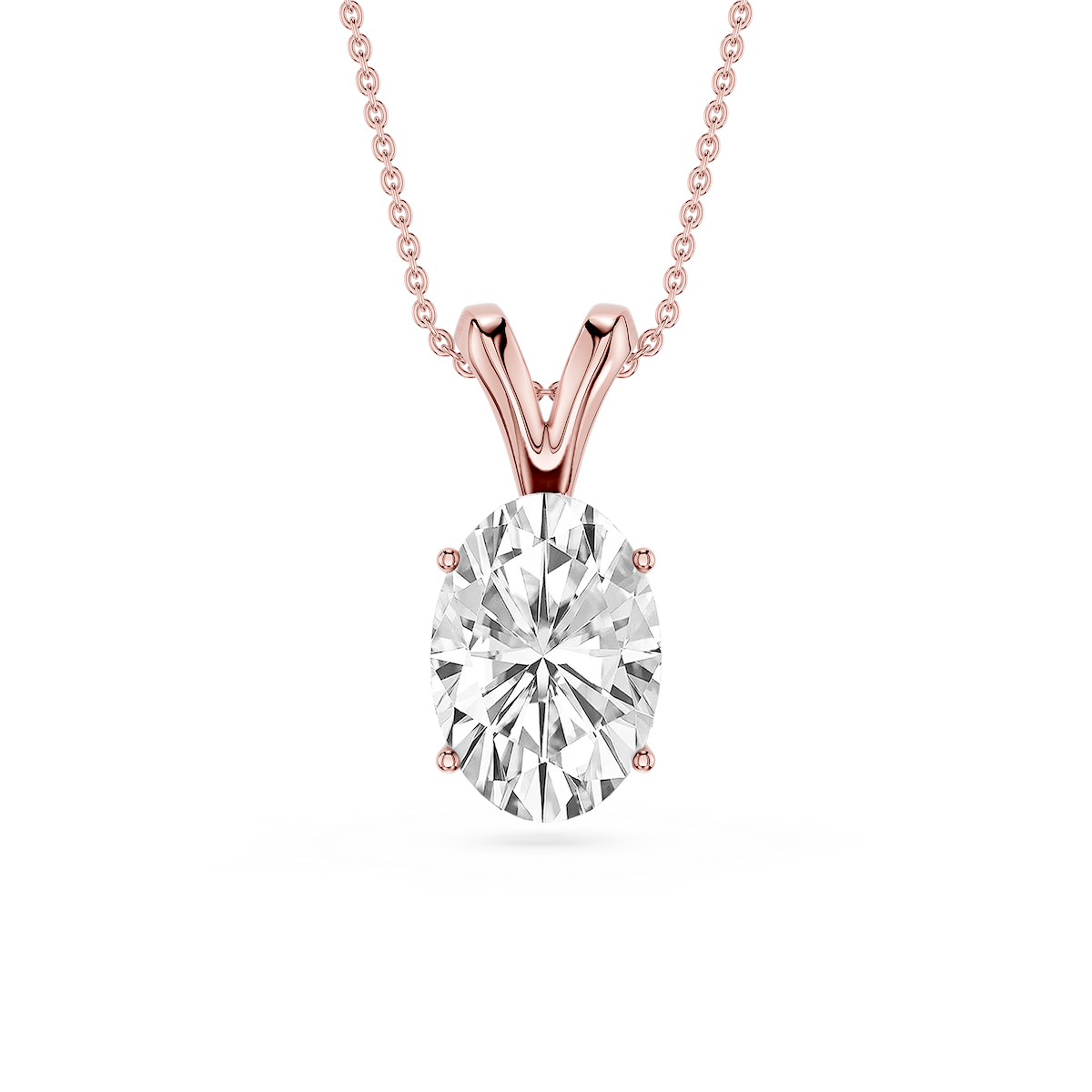 Oval Lab Grown Diamond Double Bail Pendant - 16 to 18 Inches
