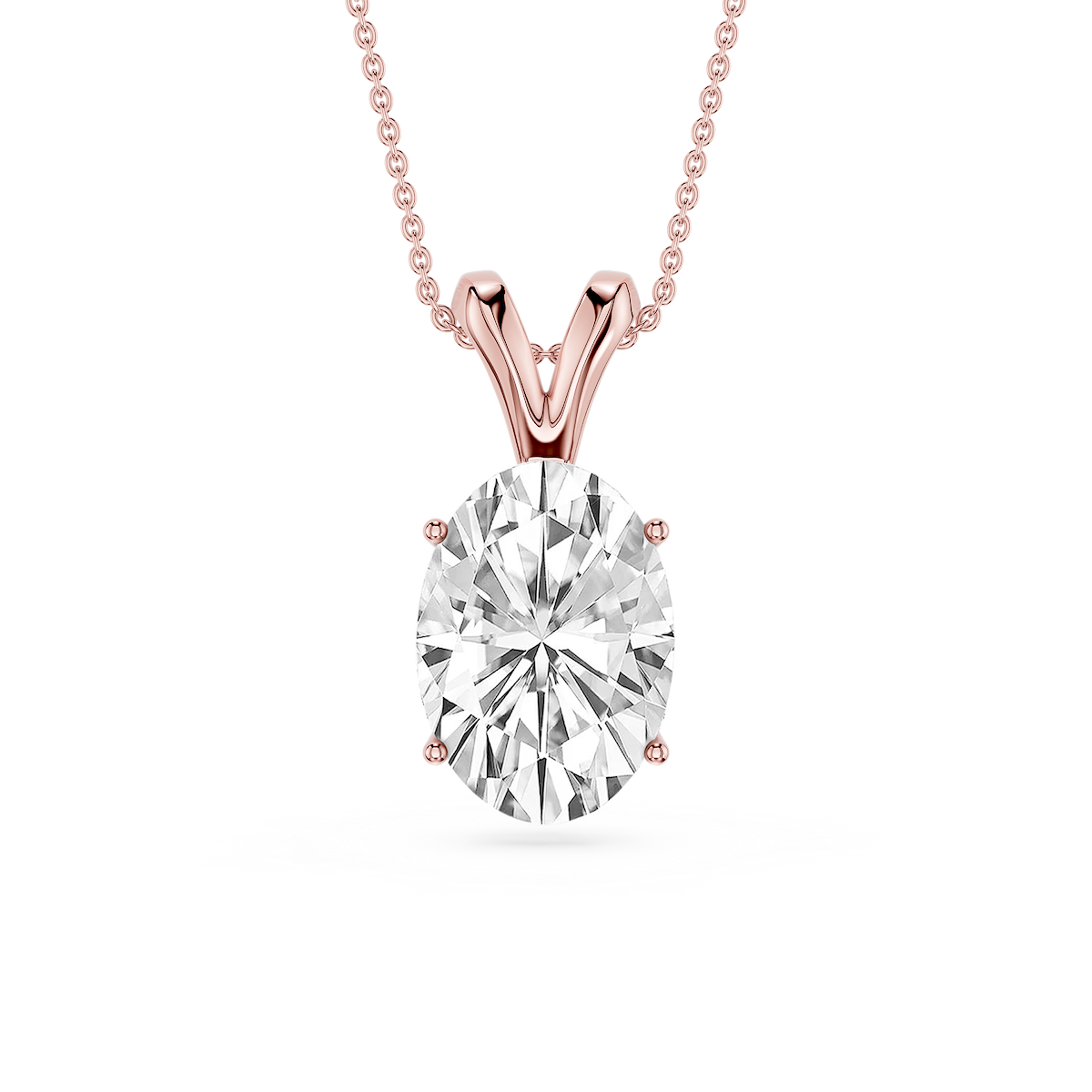 Oval Lab Grown Diamond Double Bail Pendant - 16 to 18 Inches