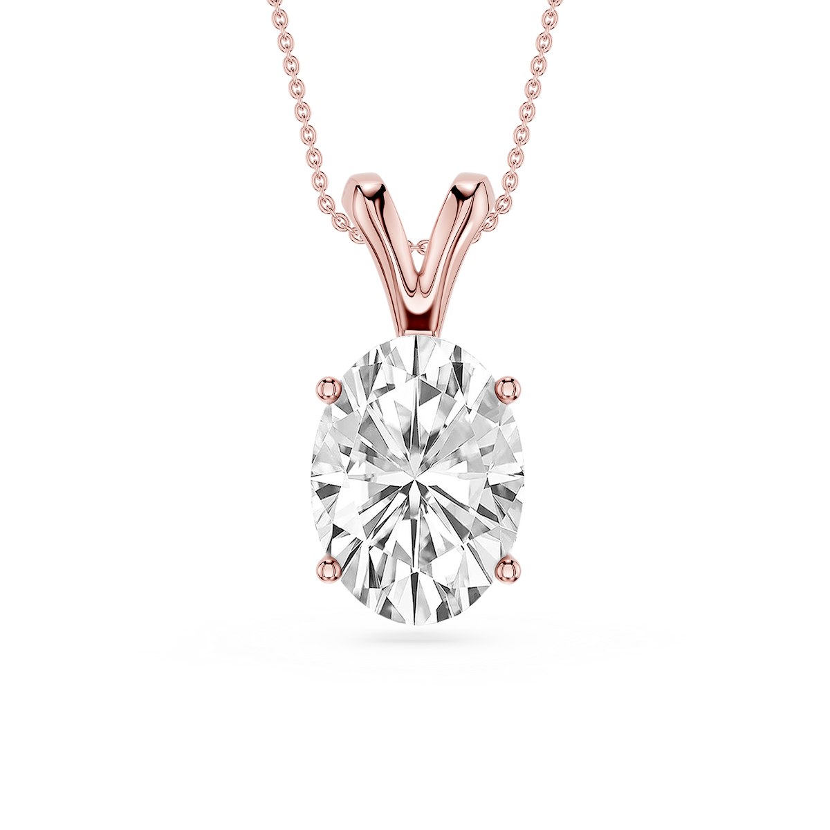 Oval Lab Grown Diamond Double Bail Pendant - 16 to 18 Inches