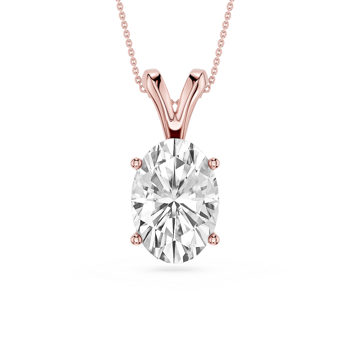 Oval Lab Grown Diamond Double Bail Pendant - 16 to 18 Inches