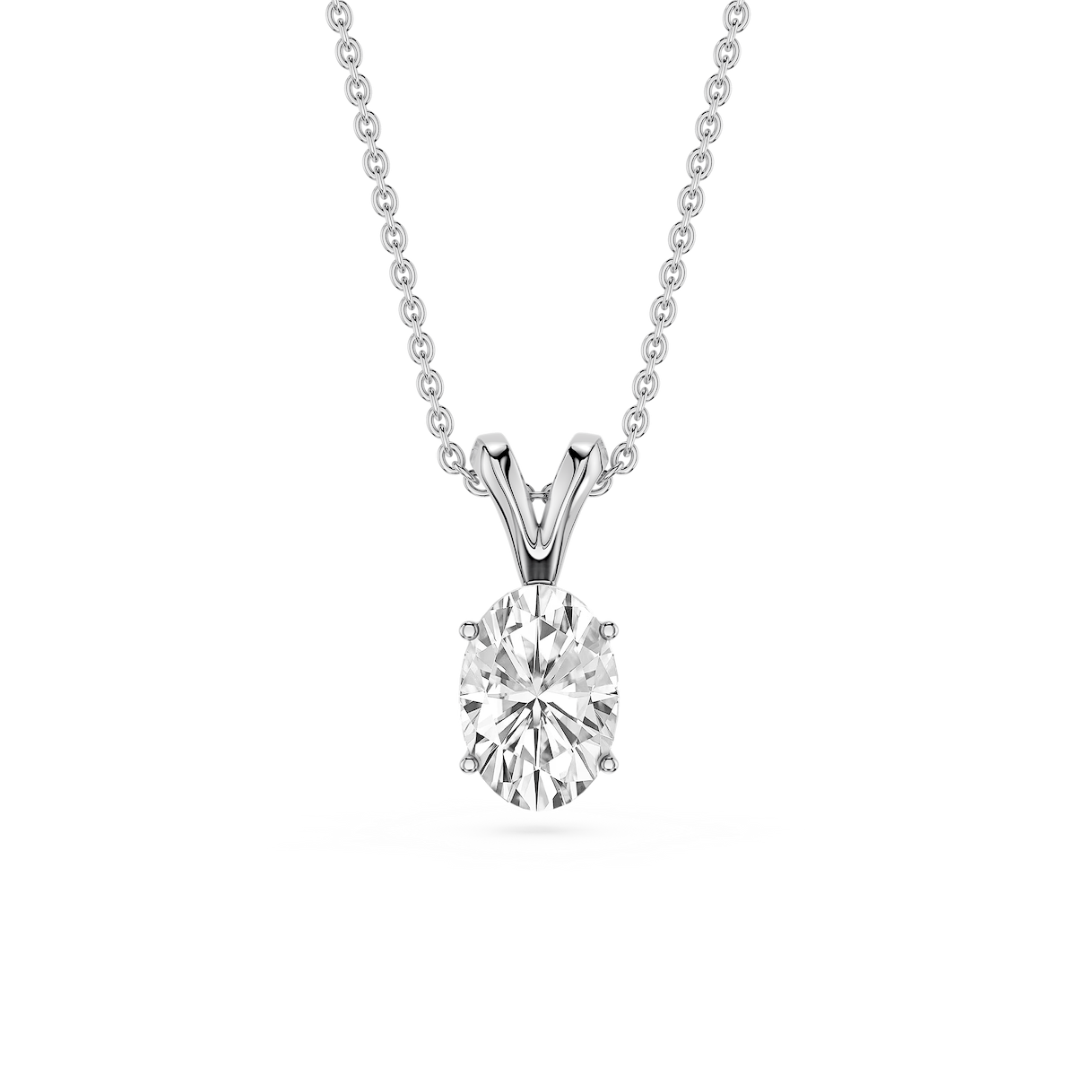 Oval Lab Grown Diamond Double Bail Pendant - 16 to 18 Inches