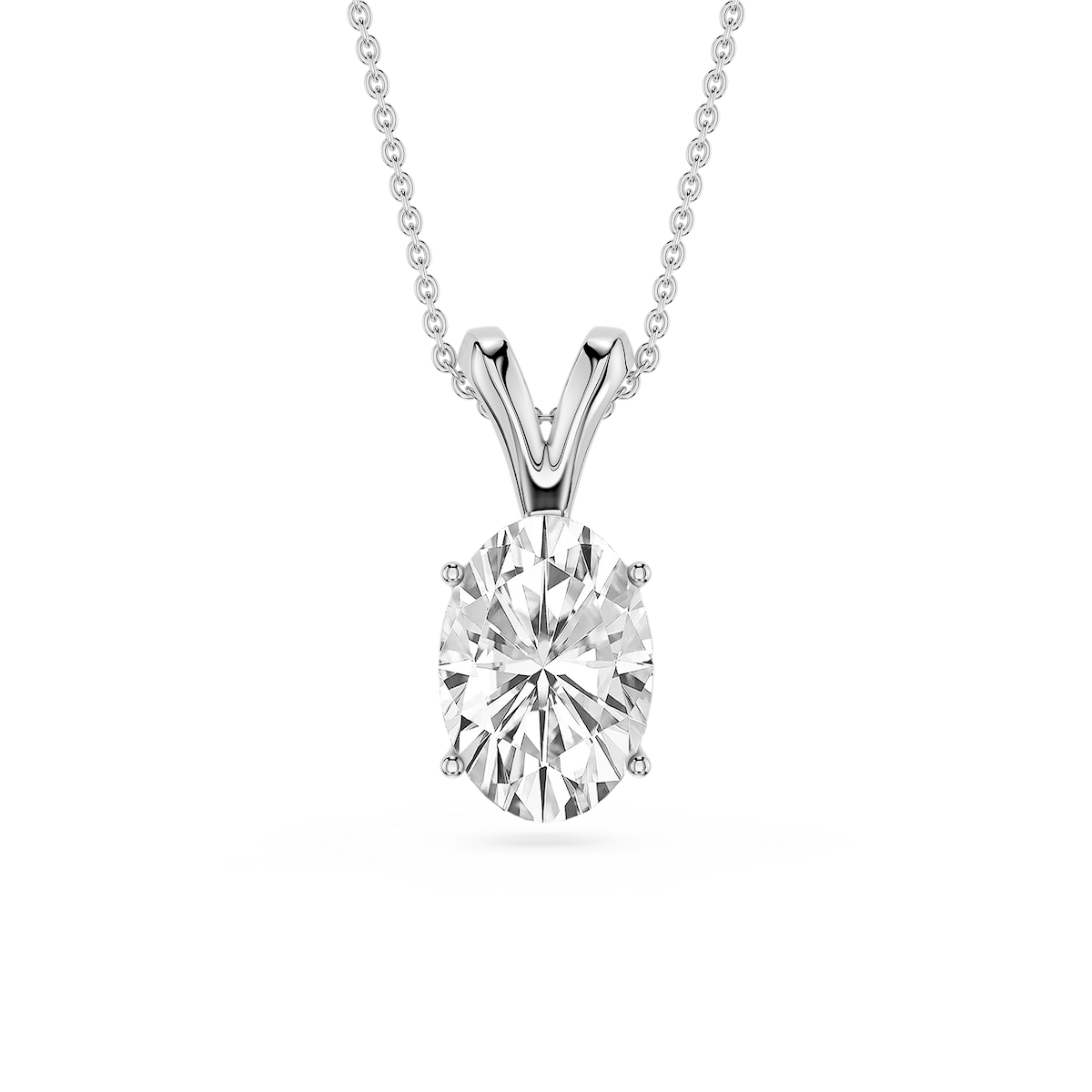 Oval Lab Grown Diamond Double Bail Pendant - 16 to 18 Inches