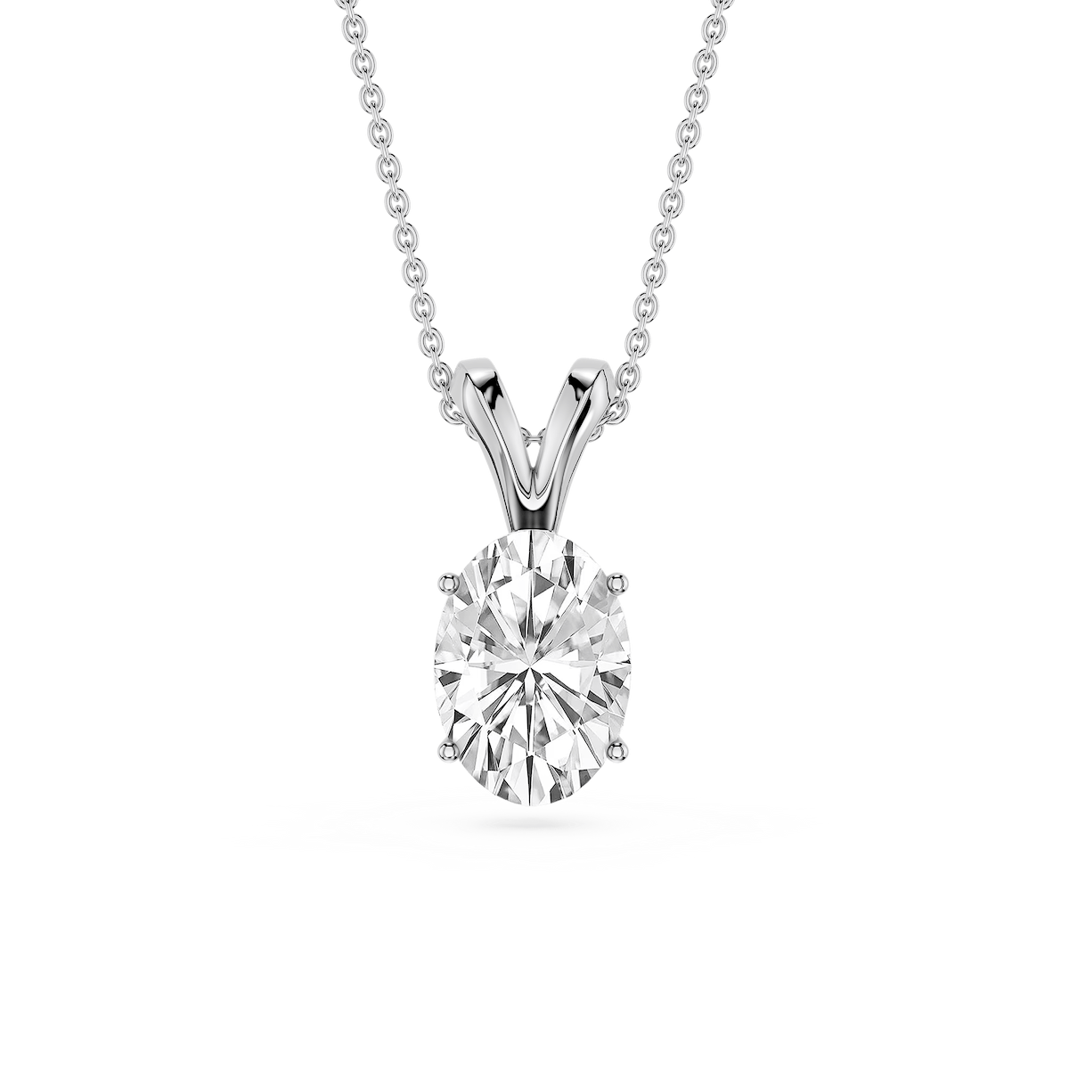 Oval Lab Grown Diamond Double Bail Pendant - 16 to 18 Inches