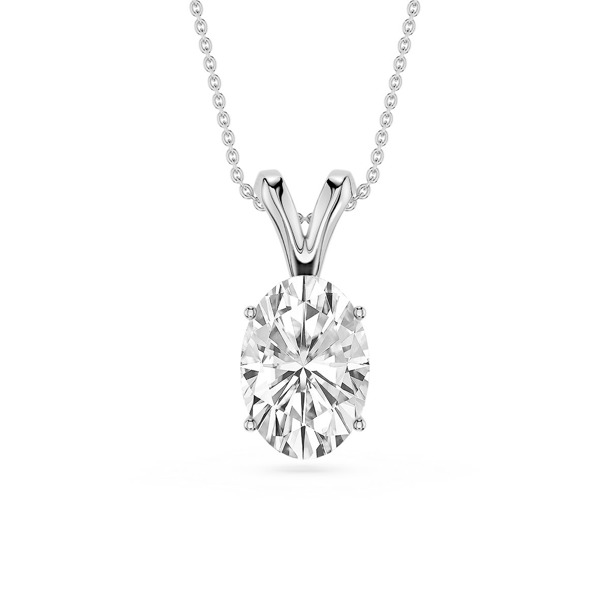 Oval Lab Grown Diamond Double Bail Pendant - 16 to 18 Inches