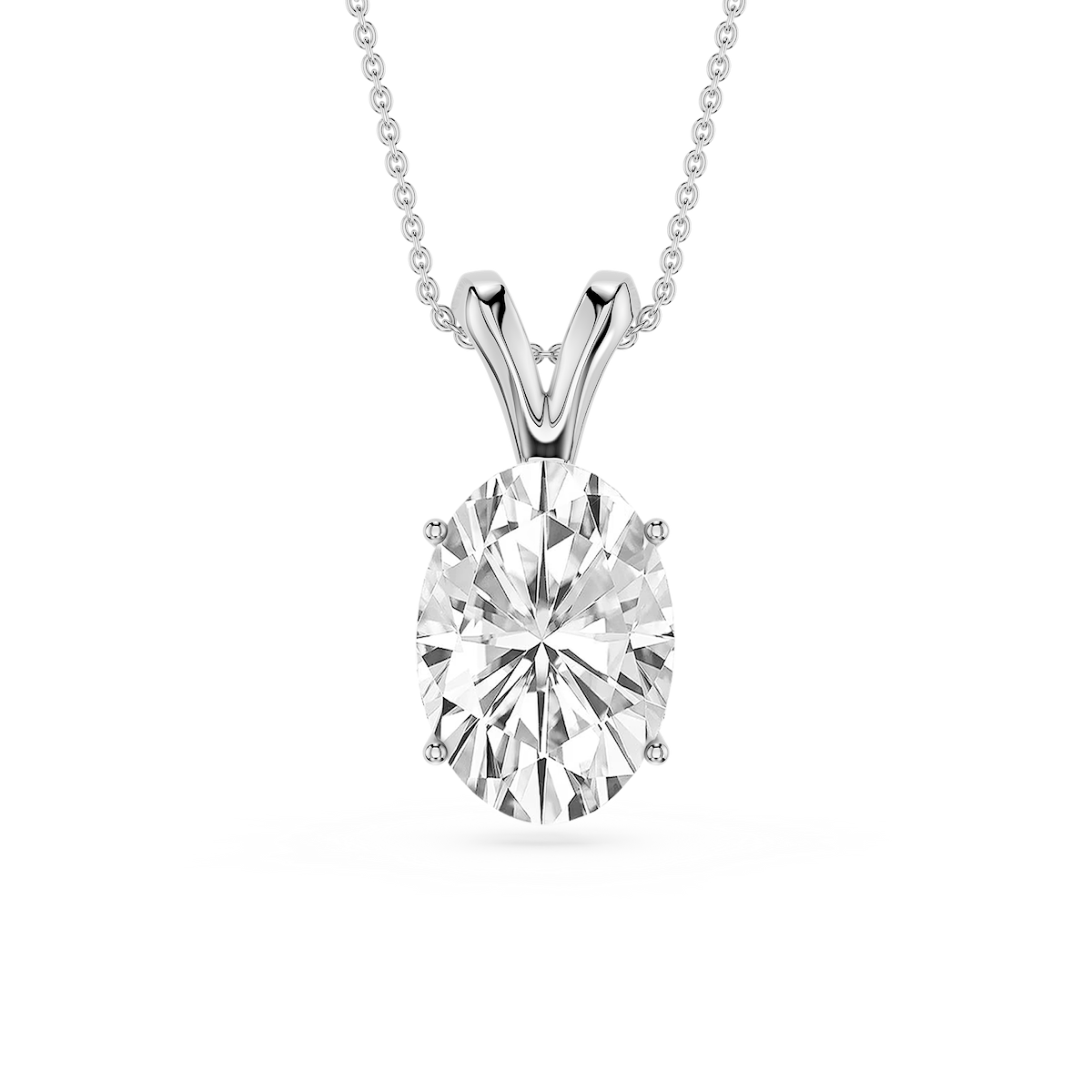 Oval Lab Grown Diamond Double Bail Pendant - 16 to 18 Inches
