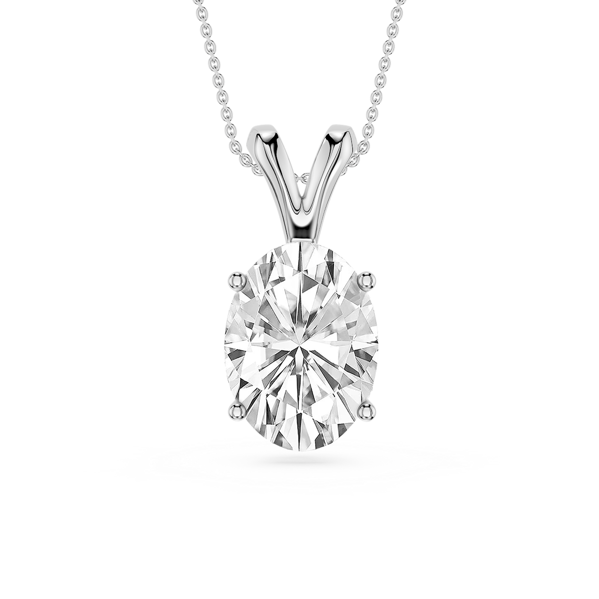 Oval Lab Grown Diamond Double Bail Pendant - 16 to 18 Inches