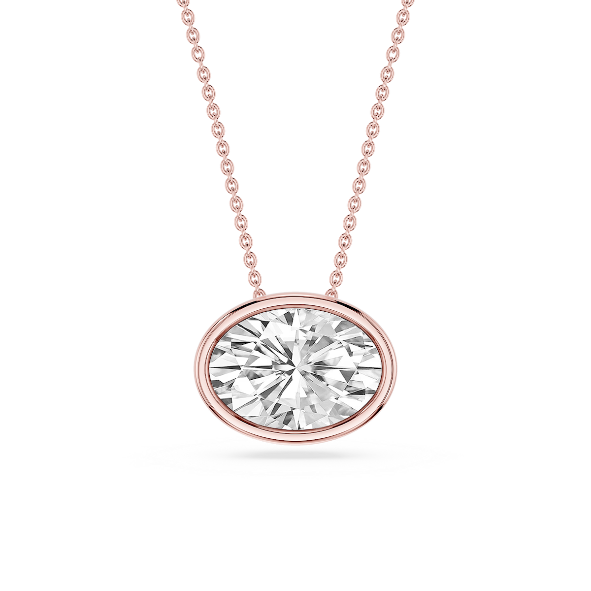 Oval Lab Grown Diamond East West Solitaire Slide Pendant - 18 Inches