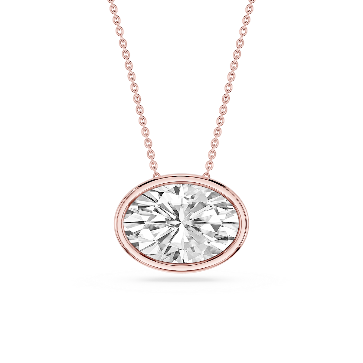 Oval Lab Grown Diamond East West Solitaire Slide Pendant - 18 Inches