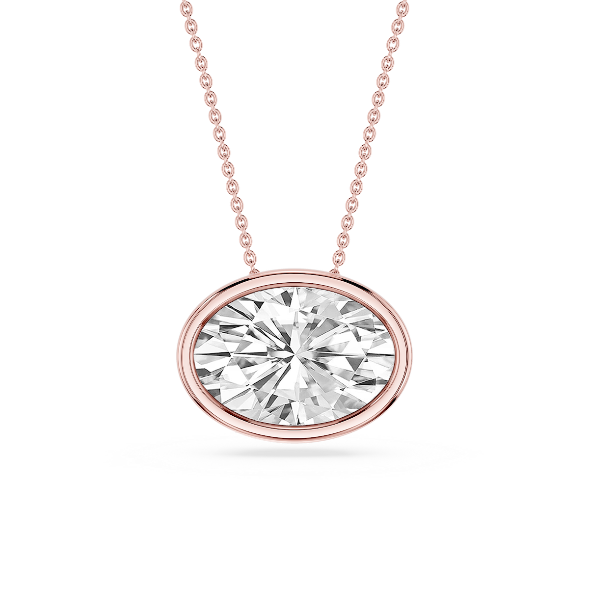 Oval Lab Grown Diamond East West Solitaire Slide Pendant - 18 Inches