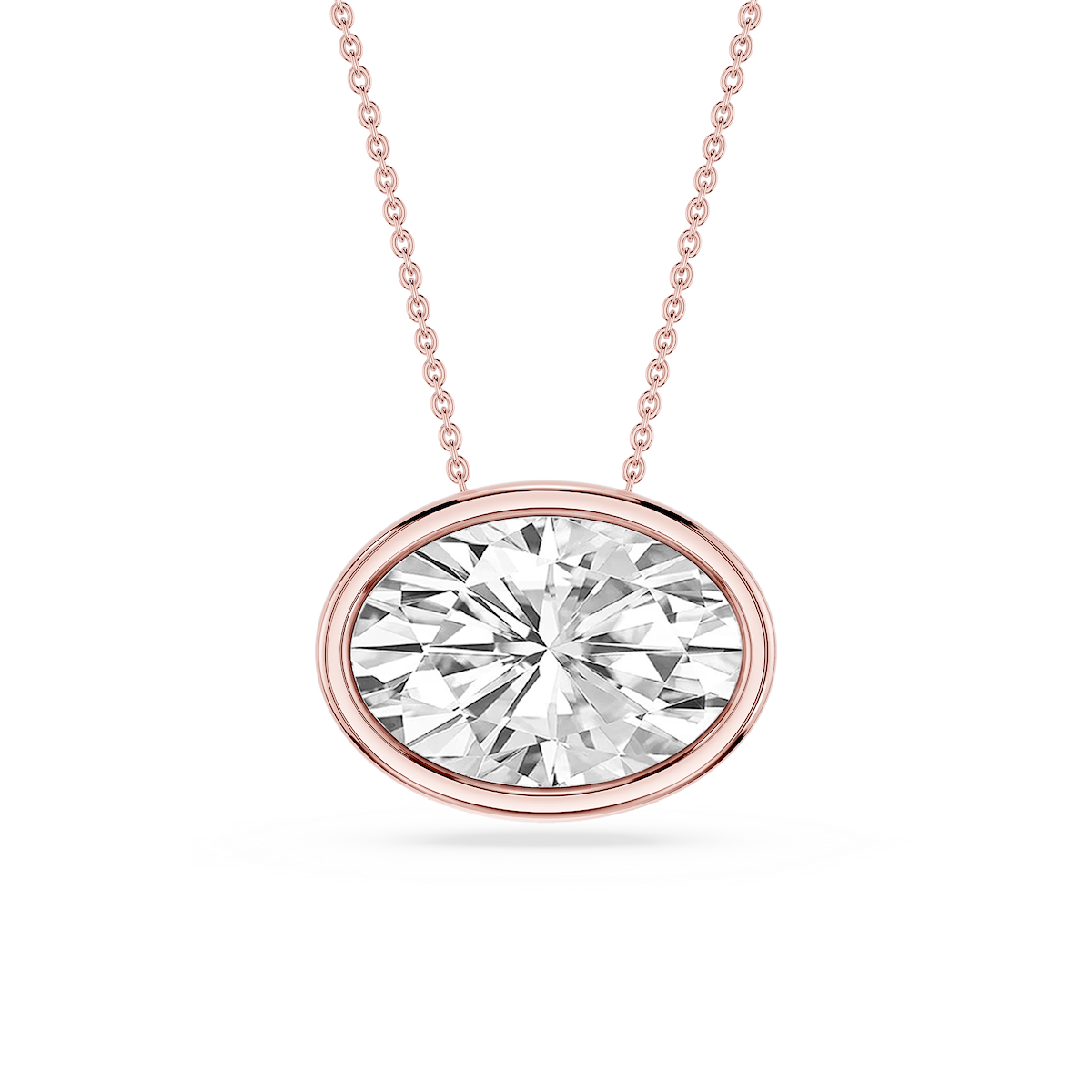 Oval Lab Grown Diamond East West Solitaire Slide Pendant - 18 Inches