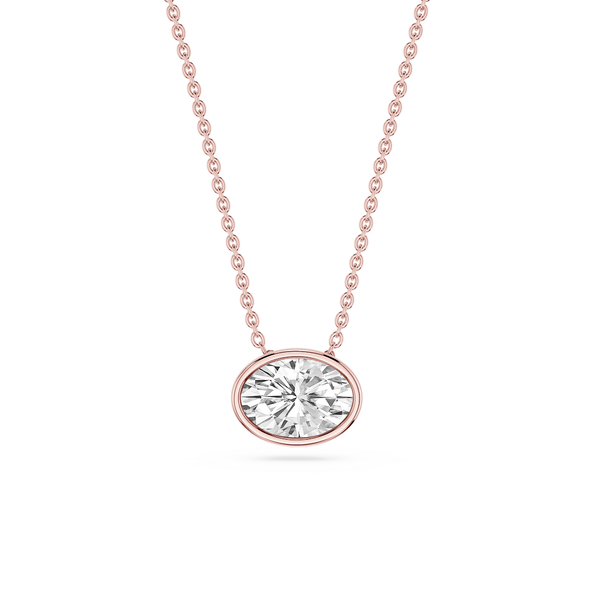 Oval Lab Grown Diamond East West Solitaire Slide Pendant - 18 Inches