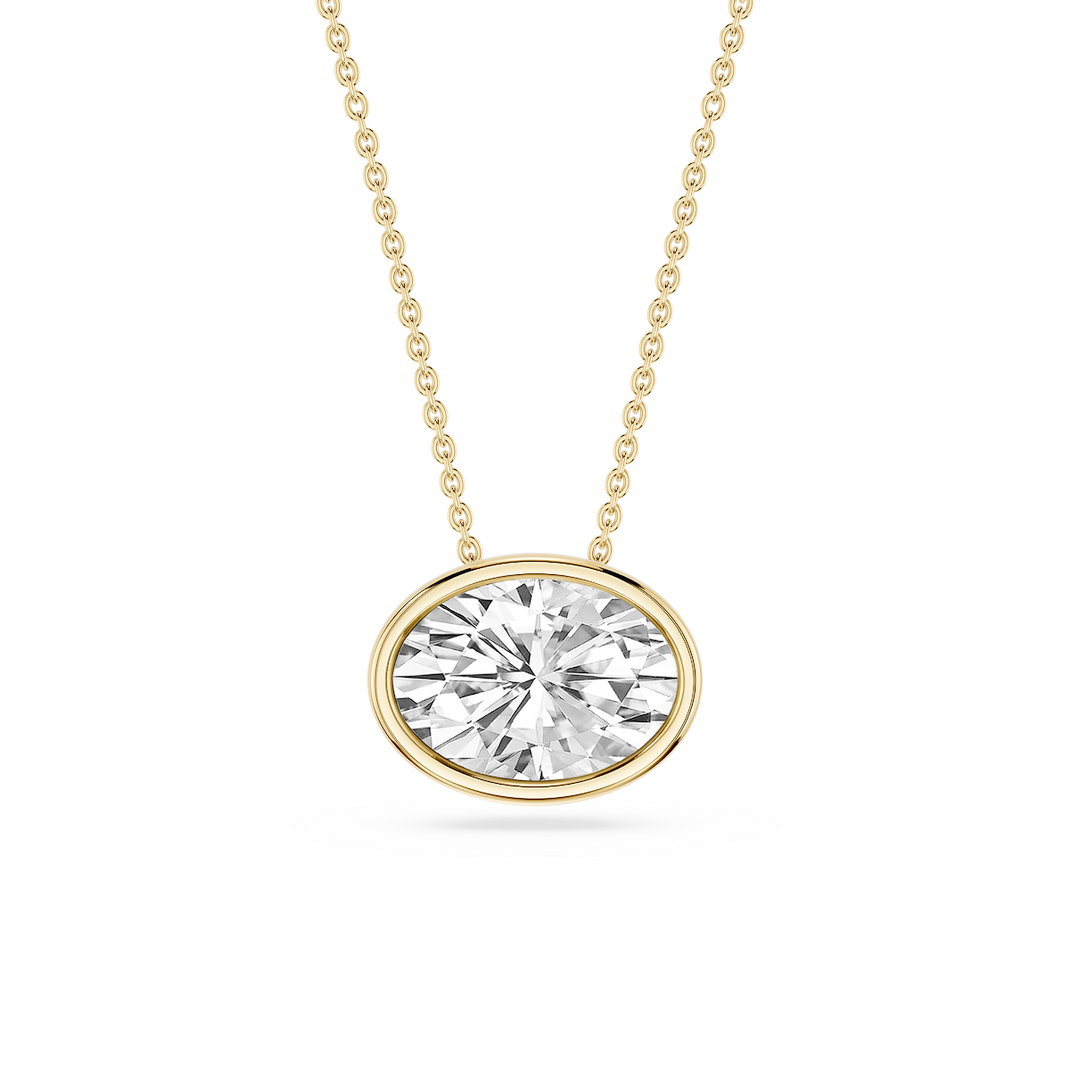 Oval Lab Grown Diamond East West Solitaire Slide Pendant - 18 Inches