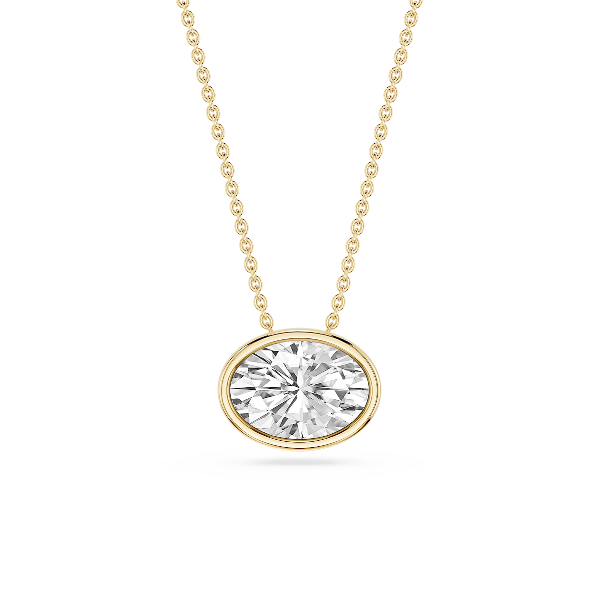 Oval Lab Grown Diamond East West Solitaire Slide Pendant - 18 Inches