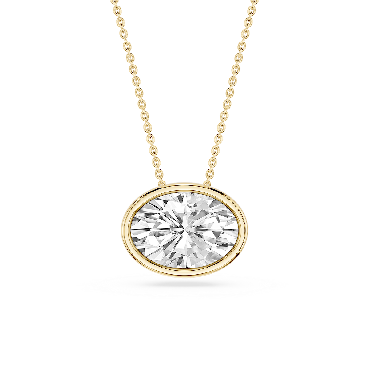 Oval Lab Grown Diamond East West Solitaire Slide Pendant - 18 Inches