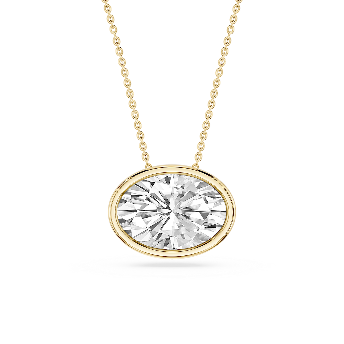 Oval Lab Grown Diamond East West Solitaire Slide Pendant - 18 Inches