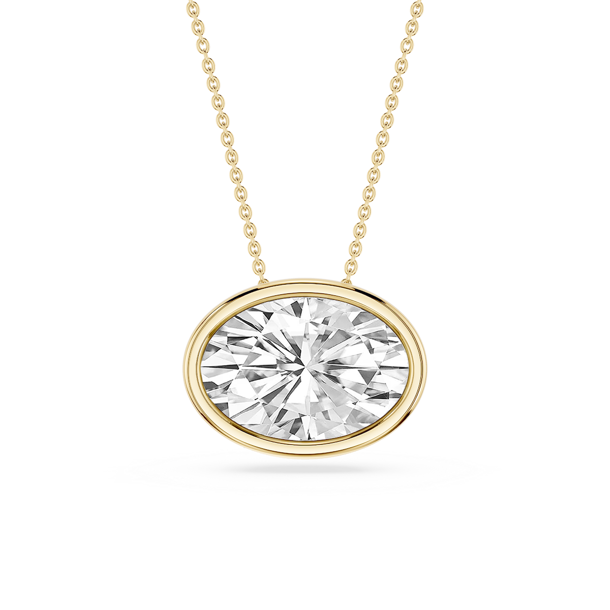 Oval Lab Grown Diamond East West Solitaire Slide Pendant - 18 Inches