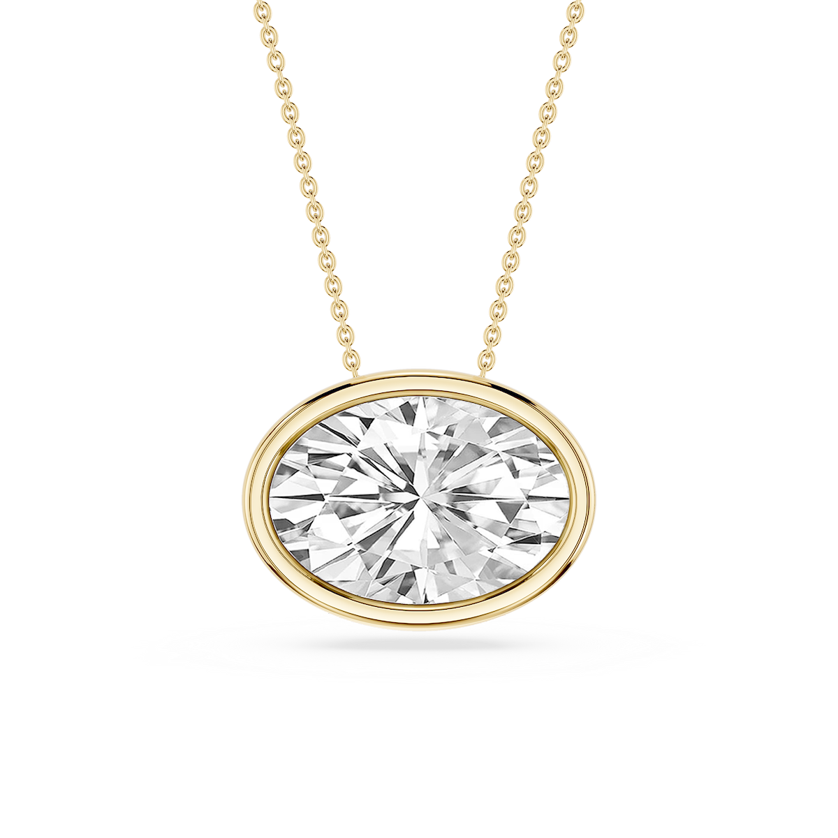Oval Lab Grown Diamond East West Solitaire Slide Pendant - 18 Inches