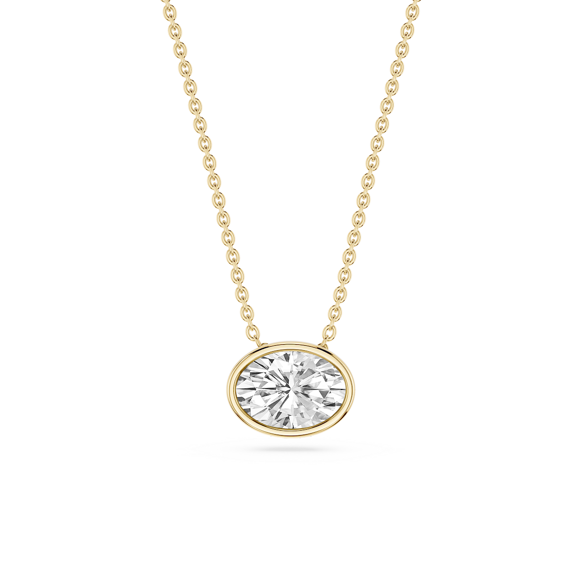 Oval Lab Grown Diamond East West Solitaire Slide Pendant - 18 Inches