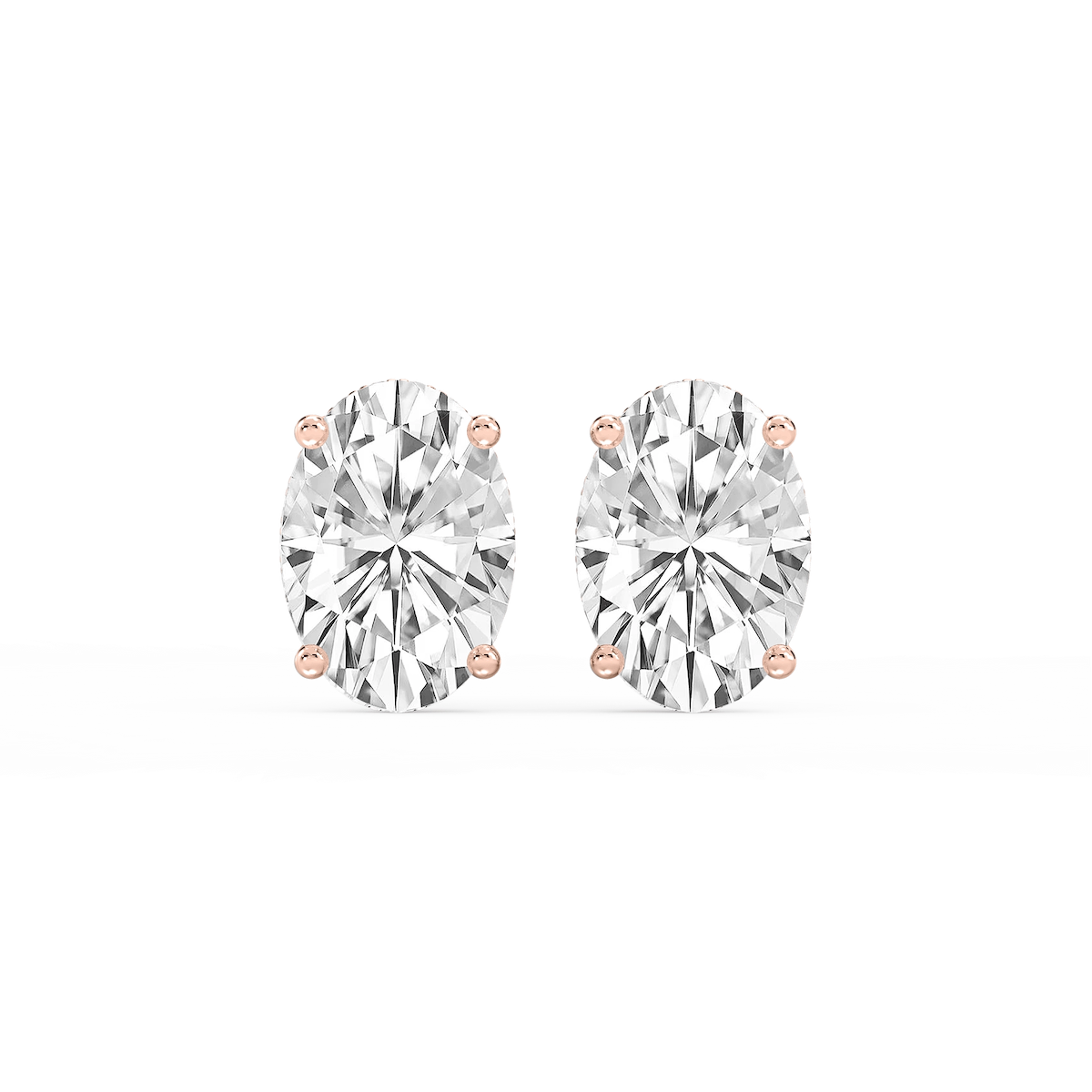 Oval Lab Grown Diamond Hidden Halo Stud Earrings