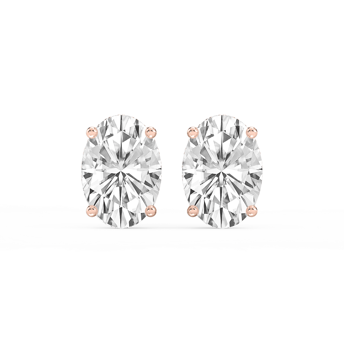 Oval Lab Grown Diamond Hidden Halo Stud Earrings