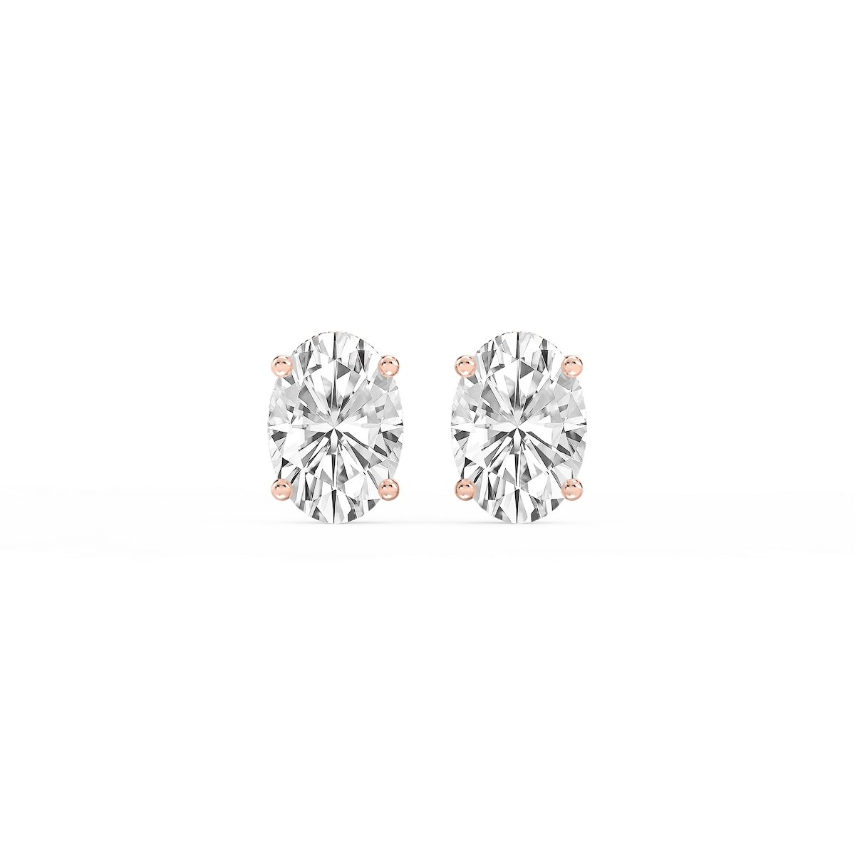 Oval Lab Grown Diamond Hidden Halo Stud Earrings