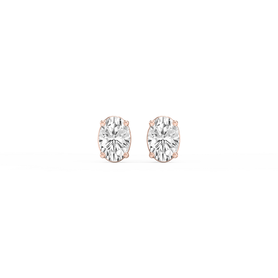 Oval Lab Grown Diamond Classic Four Prong Threaded Back Stud Earrings