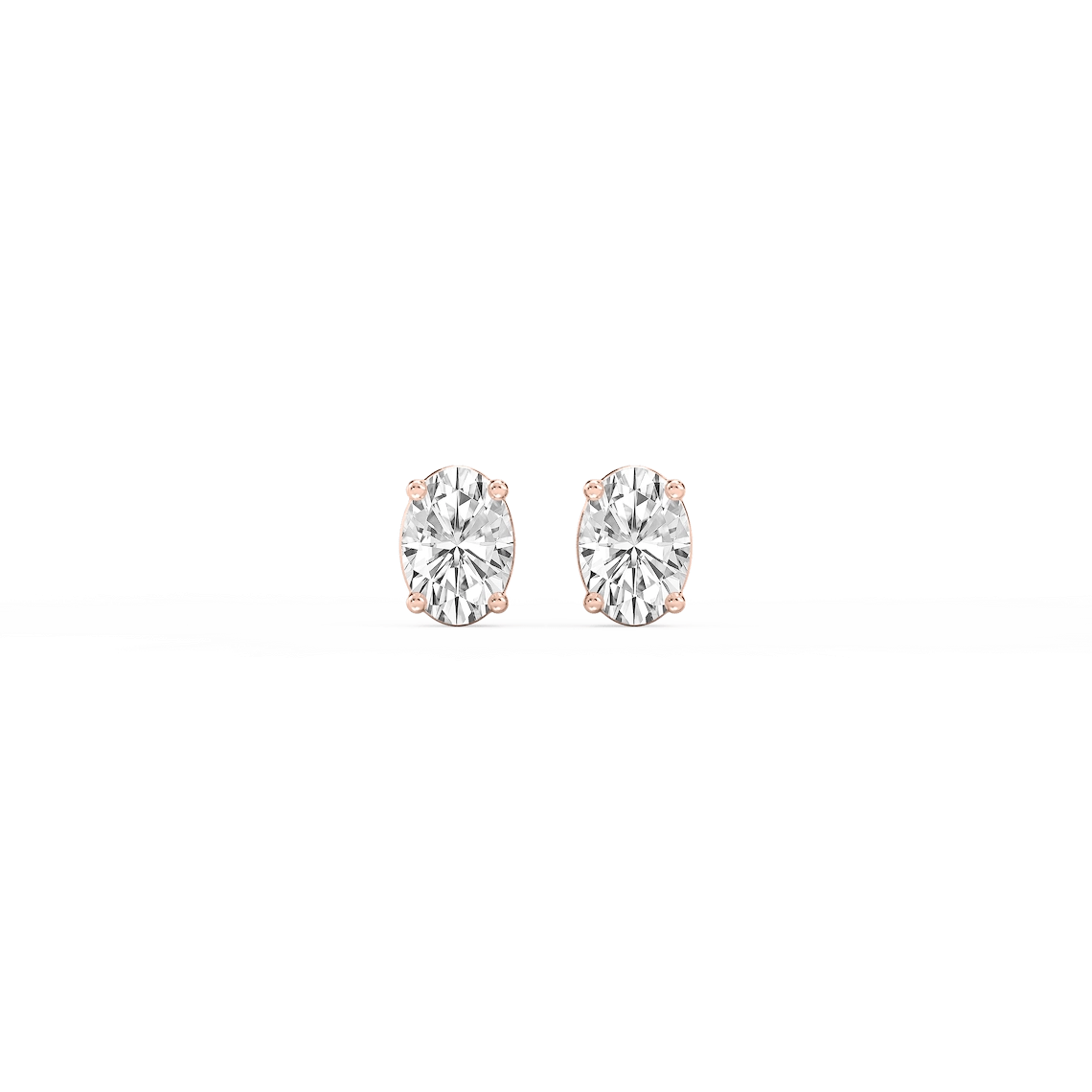 Oval Lab Grown Diamond Classic Four Prong Threaded Back Stud Earrings